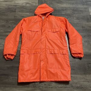 All Weather Storm Coat Orange 100% Waterproof Insulated Breathable Thermal Med